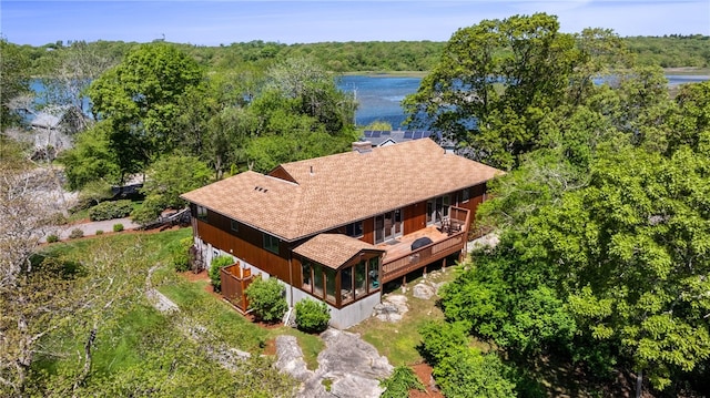 11 Cove Rd, Narragansett, RI 02882 - view from above of property featuring a large body of water and a forest