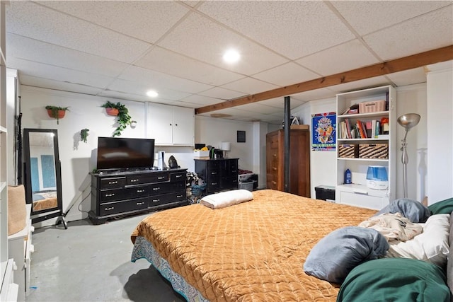 58 Edgemere Rd, Pawtucket, RI 02861 - bedroom featuring finished concrete flooring, a paneled ceiling, and recessed lighting