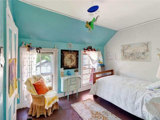 219 Nanaquaket Rd, Tiverton, RI 02878 - bedroom featuring vaulted ceiling and dark wood-type flooring