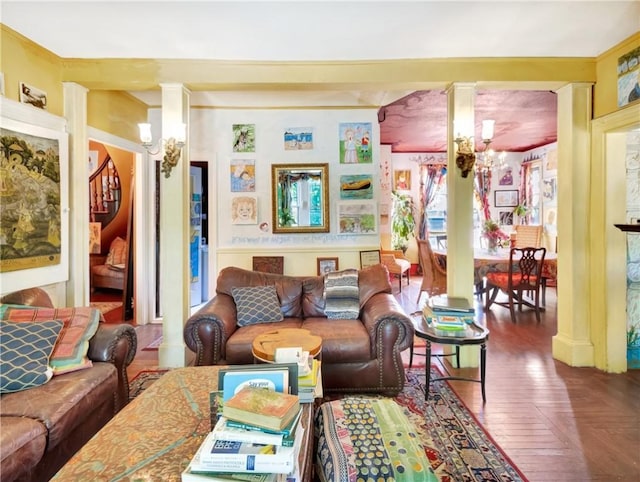 219 Nanaquaket Rd, Tiverton, RI 02878 - living area with ornate columns