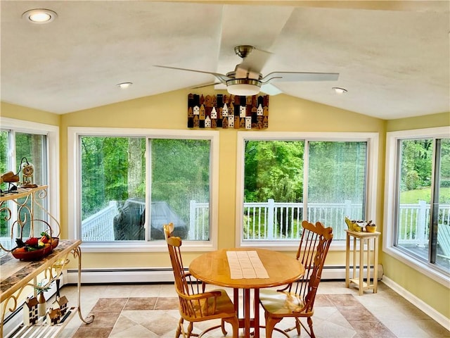 261 John Potter Rd, West Greenwich, RI 02817 - sunroom / solarium with lofted ceiling, baseboard heating, and a baseboard radiator