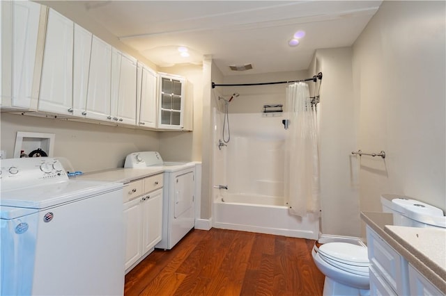 18 Railroad Ave, South Kingstown, RI 02892 - washroom featuring washer and clothes dryer, dark wood-type flooring, and baseboards