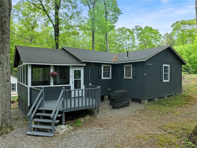 25 Melissa Ln, Burrillville, RI 02859 - view of front of property with a shingled roof and a deck