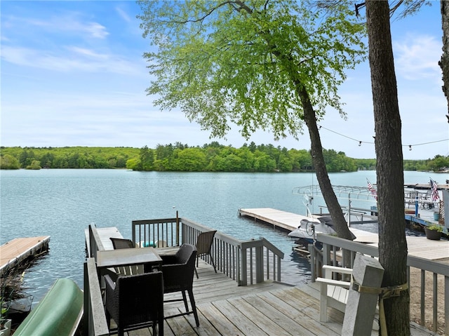 25 Melissa Ln, Burrillville, RI 02859 - dock area featuring a water view and a forest view
