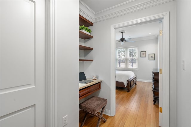 341 Thames St Unit 103, Bristol, RI 02809 - corridor with ornamental molding, light wood-style floors, and baseboards