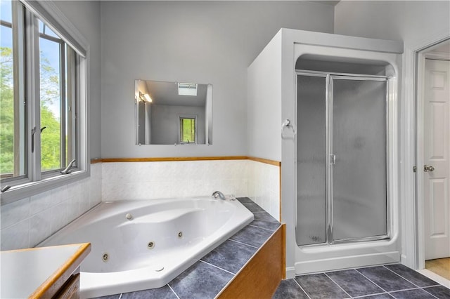 121 W Shore Dr, Exeter, RI 02822 - full bath with a stall shower, a tub with jets, tile patterned flooring, and vanity