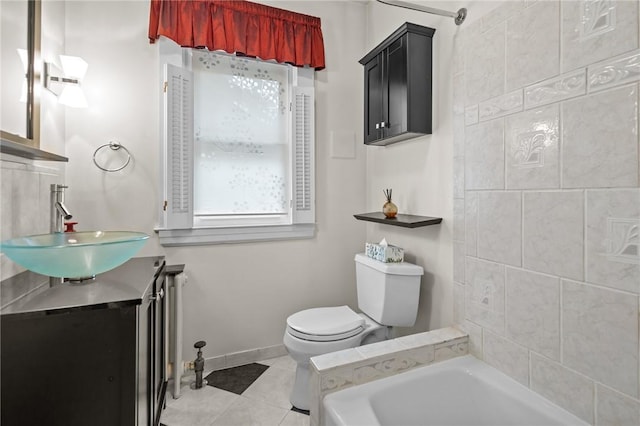 77 Friendly Rd, Cranston, RI 02910 - bathroom with vanity, toilet, tile patterned flooring, and baseboards