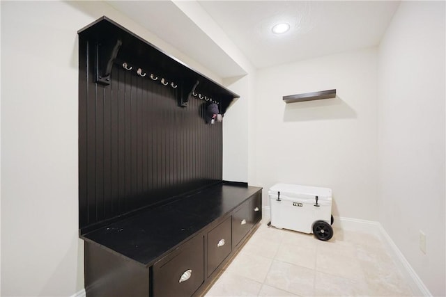 1 Tupperware Dr Unit 121, North Smithfield, RI 02896 - mudroom with baseboards, light tile patterned flooring, and recessed lighting