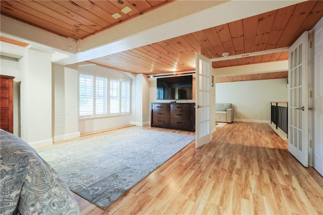 1 Tupperware Dr Unit 121, North Smithfield, RI 02896 - unfurnished bedroom featuring wood ceiling, wood finished floors, french doors, and baseboards