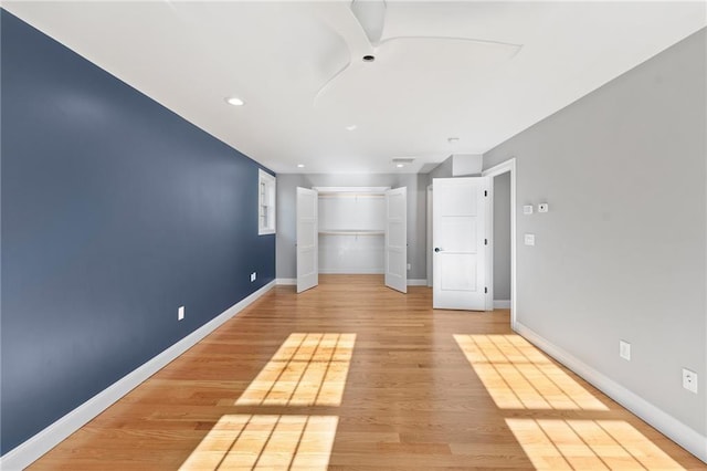 117 Mann School Rd, Smithfield, RI 02917 - spare room featuring recessed lighting, a ceiling fan, light wood-style floors, and baseboards