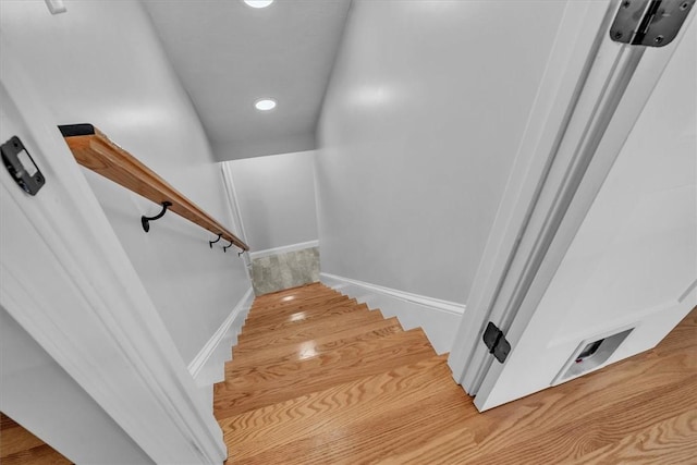 117 Mann School Rd, Smithfield, RI 02917 - staircase with baseboards, recessed lighting, and wood finished floors