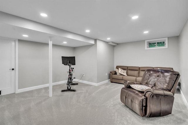 117 Mann School Rd, Smithfield, RI 02917 - carpeted living room with recessed lighting and baseboards