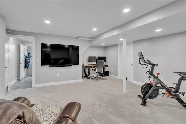 117 Mann School Rd, Smithfield, RI 02917 - exercise room with baseboards, recessed lighting, and carpet flooring