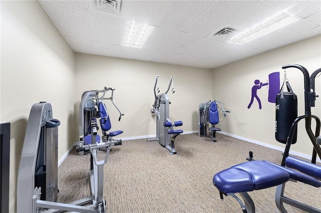 1 Tupperware Dr Unit 226, North Smithfield, RI 02896 - workout room featuring carpet floors and a paneled ceiling