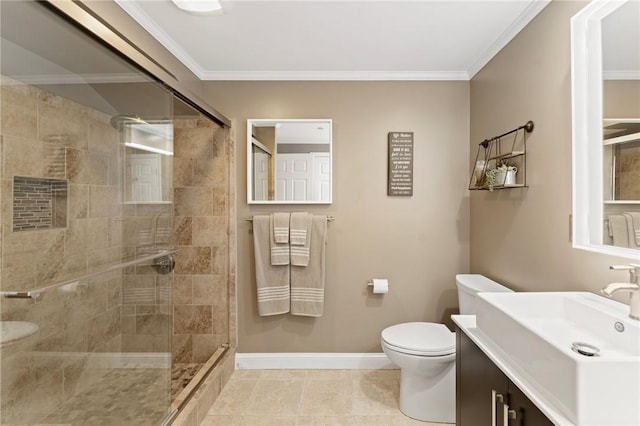 1 Tupperware Dr Unit 226, North Smithfield, RI 02896 - full bath with a shower stall, vanity, crown molding, and tile patterned flooring