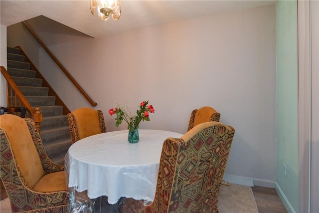 10 Leach St Unit B4, Cumberland, RI 02864 - dining space featuring stairs, baseboards, and wood finished floors