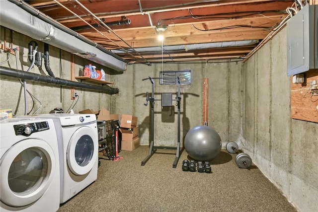 18 Caddy Rock Rd Unit C, North Kingstown, RI 02852 - laundry area with electric panel, independent washer and dryer, and carpet