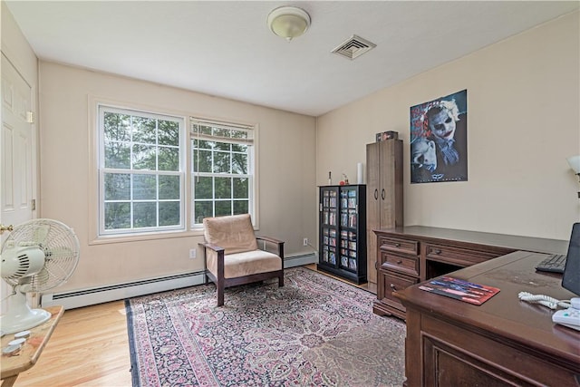 187 Plainfield Pike, Scituate, RI 02857 - home office featuring a baseboard heating unit and wood finished floors