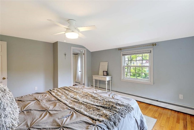15 Lafayette Rd, Barrington, RI 02806 - bedroom with wood finished floors, lofted ceiling, ceiling fan, and a baseboard heating unit
