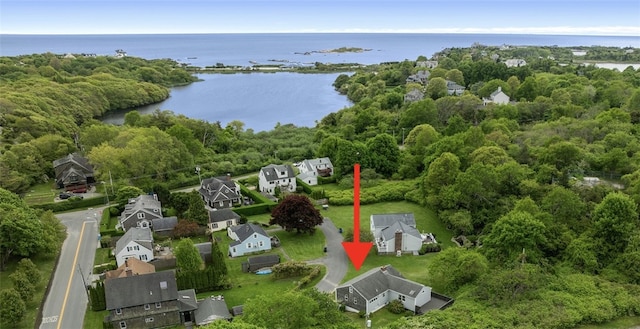 3 Ernest St, Newport, RI 02840 - aerial perspective of suburban area with a large body of water and a forest