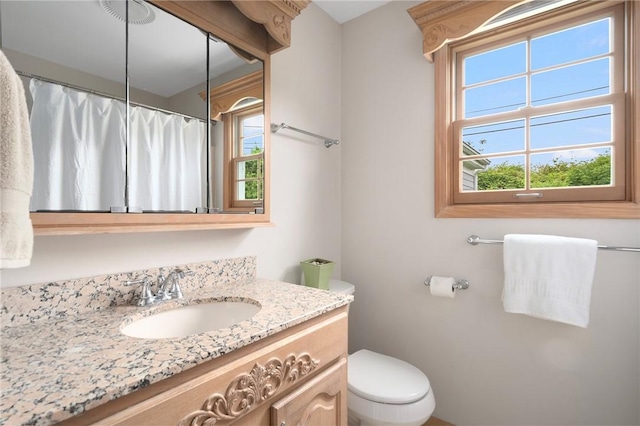 3 Ernest St, Newport, RI 02840 - bathroom with vanity, toilet, and a shower with curtain