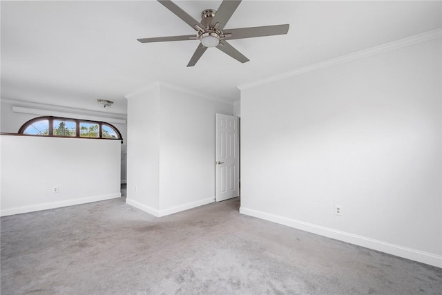 3 Ernest St, Newport, RI 02840 - empty room with crown molding, ceiling fan, baseboards, and carpet