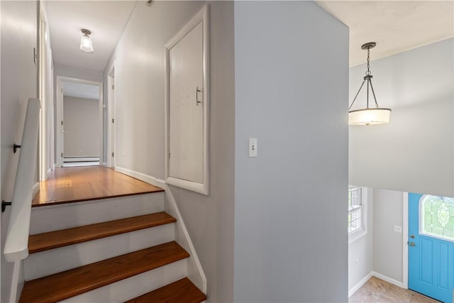 19 Bruce Dr, North Smithfield, RI 02896 - stairway featuring baseboards and baseboard heating