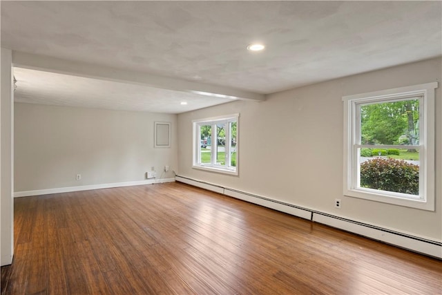 19 Bruce Dr, North Smithfield, RI 02896 - spare room with a baseboard radiator, wood finished floors, healthy amount of natural light, recessed lighting, and baseboards