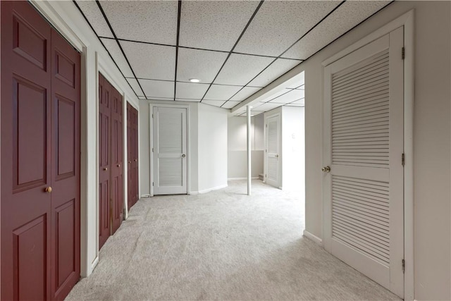 19 Bruce Dr, North Smithfield, RI 02896 - unfurnished bedroom with light colored carpet, a paneled ceiling, baseboards, two closets, and recessed lighting