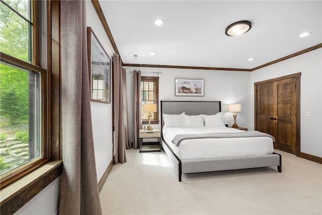 3 Gardenia Dr Unit M6, Richmond, RI 02898 - bedroom with light colored carpet, ornamental molding, recessed lighting, baseboards, and multiple windows