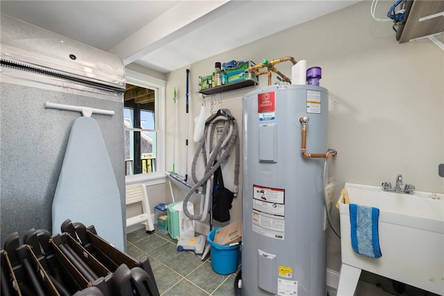 129 Sand Hill Cove Rd, Narragansett, RI 02882 - utility room with water heater and a sink