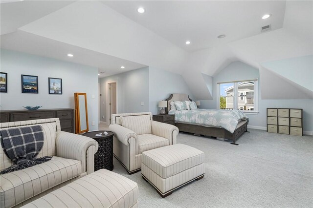 129 Sand Hill Cove Rd, Narragansett, RI 02882 - bedroom with recessed lighting, carpet floors, vaulted ceiling, and baseboards