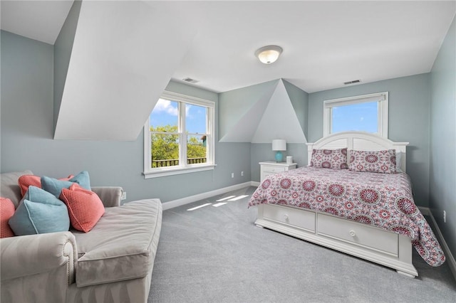 129 Sand Hill Cove Rd, Narragansett, RI 02882 - bedroom with baseboards, carpet floors, and vaulted ceiling
