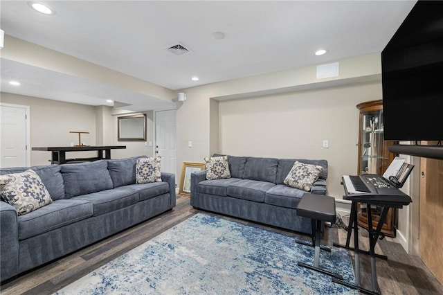 129 Sand Hill Cove Rd, Narragansett, RI 02882 - living area featuring wood finished floors, recessed lighting, and baseboards