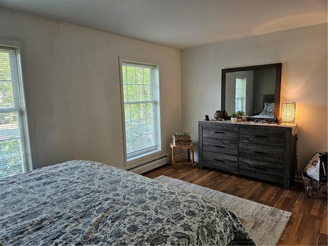 54 Polk Rd, Warwick, RI 02889 - bedroom with a baseboard radiator, dark wood-type flooring, and multiple windows