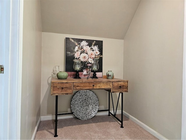 54 Polk Rd, Warwick, RI 02889 - office featuring carpet floors, baseboards, and vaulted ceiling