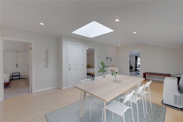 26 Cliff Ave Unit 4, Newport, RI 02840 - dining area with a skylight, light wood-type flooring, recessed lighting, and baseboards