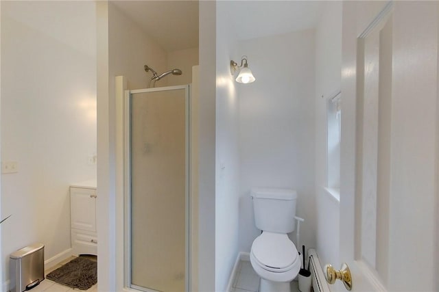 26 Cliff Ave Unit 4, Newport, RI 02840 - full bathroom featuring a stall shower, toilet, tile patterned floors, and vanity