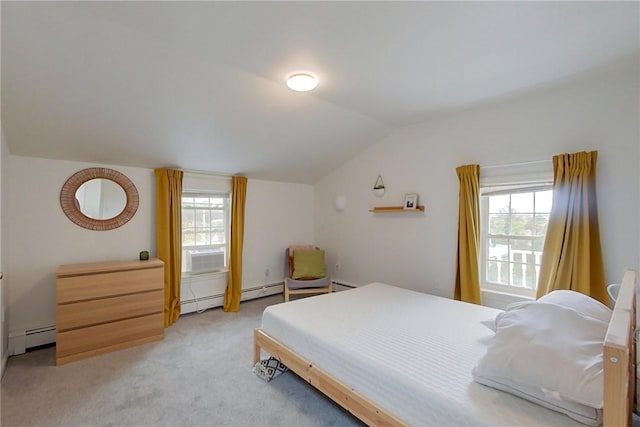 26 Cliff Ave Unit 4, Newport, RI 02840 - bedroom with lofted ceiling, multiple windows, carpet floors, and baseboard heating