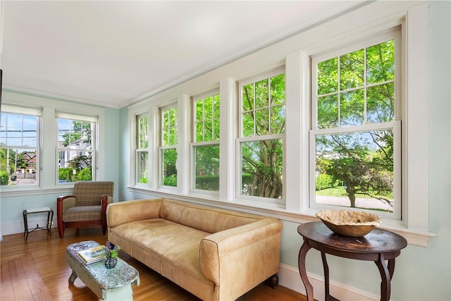 27 Cranston Ave, Newport, RI 02840 - sunroom with ornamental molding, baseboards, and wood finished floors