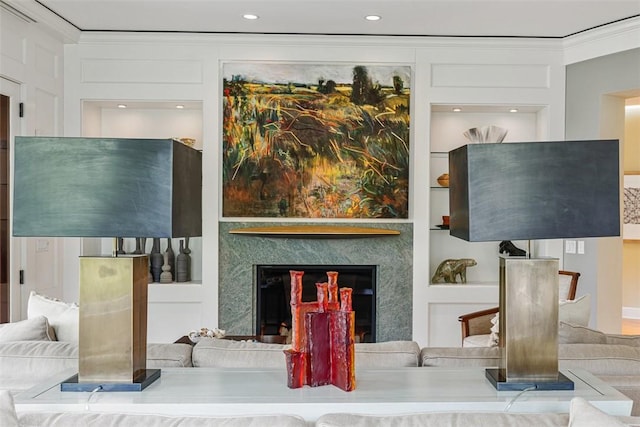 25 Walnut St, Jamestown, RI 02835 - living area featuring a premium fireplace