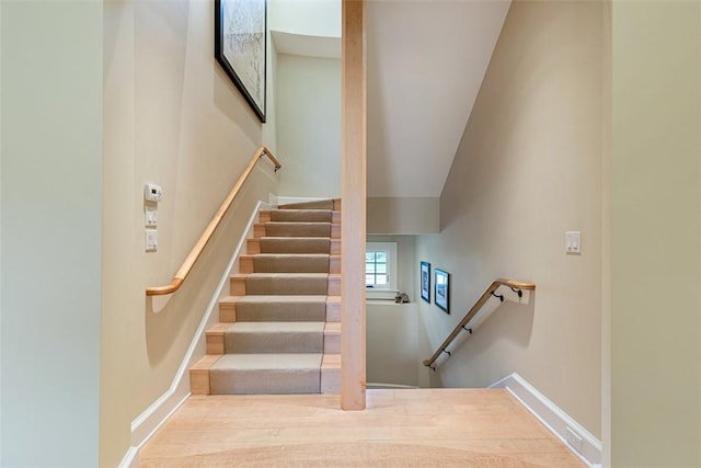 25 Walnut St, Jamestown, RI 02835 - stairway featuring baseboards and a towering ceiling