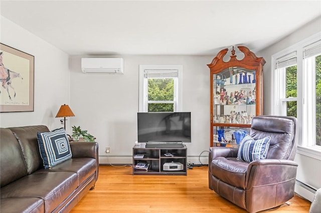 33 Upland Way, Barrington, RI 02806 - living room with a wall mounted AC, a baseboard radiator, and healthy amount of natural light