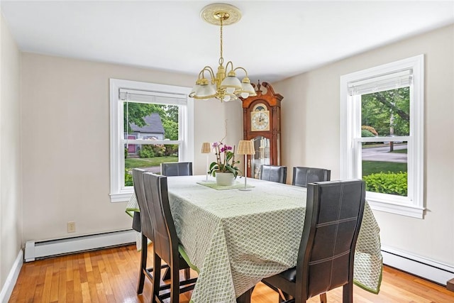 33 Upland Way, Barrington, RI 02806 - dining space featuring a baseboard radiator, a chandelier, and healthy amount of natural light