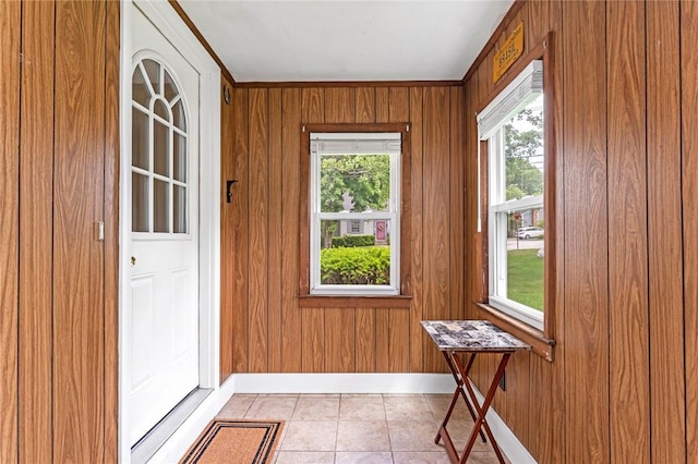 33 Upland Way, Barrington, RI 02806 - entryway with plenty of natural light, light tile patterned floors, and wooden walls