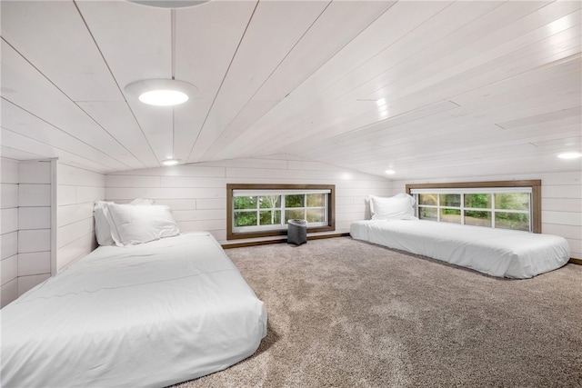 12 Alexander Cir Unit Th2, Richmond, RI 02898 - carpeted bedroom featuring wood walls and lofted ceiling