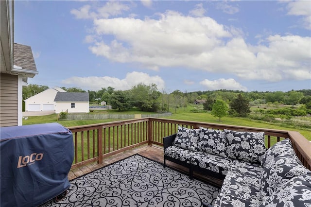 38 Pleasant View Dr, Hopkinton, RI 02832 - wooden deck featuring a grill, a yard, and an outdoor living space