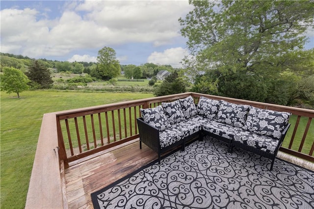38 Pleasant View Dr, Hopkinton, RI 02832 - wooden terrace featuring a lawn and an outdoor living space