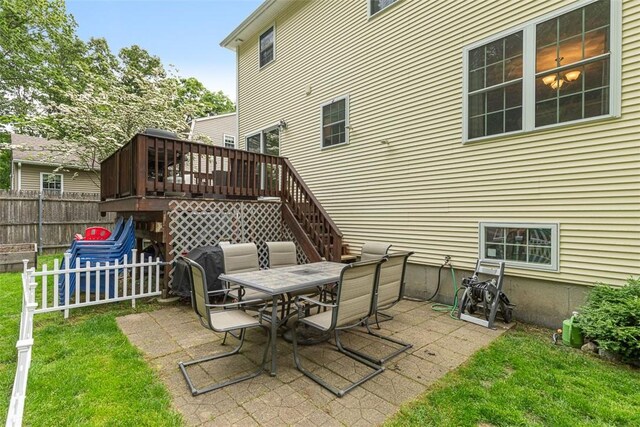 121 Greenbush Rd, Warwick, RI 02818 - view of patio / terrace with a deck, outdoor dining area, and stairs