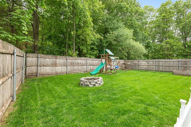 121 Greenbush Rd, Warwick, RI 02818 - view of yard with a playground and a fire pit